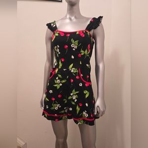 Hearts and Roses cherry pinup romper in size small